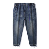 Stretch-Jeans für Herren in Übergröße mit elastischem Bund und Kordelzug